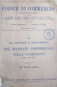 Del contratto di contocorrente del mandato commerciale della commissione