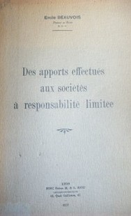 Des apports effectués aux societés á responsabilité limitée