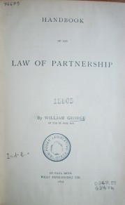 Handbook of the law of partnership