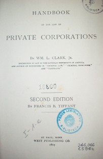 Handbook of the law of private corporations