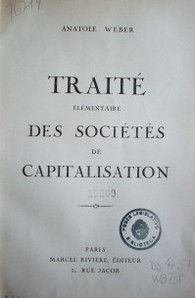 Traité des sociétés de capitalisation