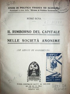 Il rimborso del capitale nelle società anonime :(le azioni di godimento)