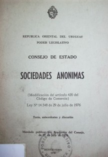 Sociedades anónimas : (modificación del artículo 420 del Código de Comercio)