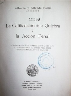 La calificación de la quiebra y la acción penal