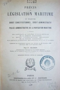 Précis de législation maritime