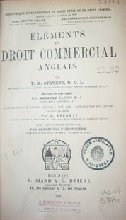 Eléments du Droit Commercial anglais