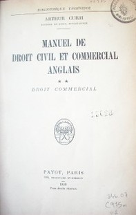 Manuel de Droit Civil et Commercial anglais