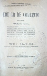 Código de Comercio vigente en la República de Cuba