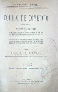 Código de Comercio vigente en la República de Cuba