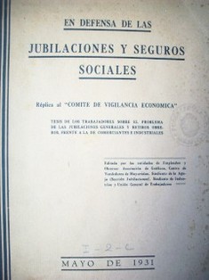 En defensa de las jubilaciones y seguros sociales