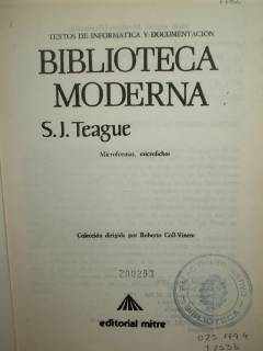 Biblioteca moderna : microformas, microfichas