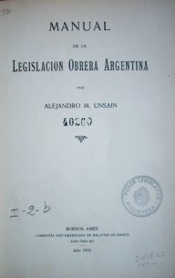 Manual de la legislación obrera Argentina