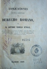 Esplicaciones históricas elementales del derecho romano