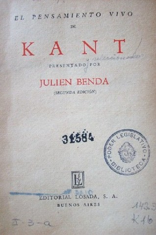 El pensamiento vivo de Kant