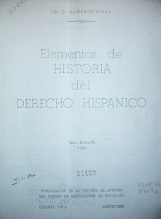 Elementos de historia del derecho hispánico