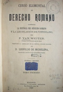 Curso elemental de derecho romano