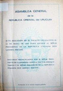 Discurso del Señor Presidente de la Asamblea General de la República Oriental del Uruguay