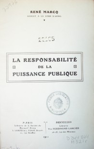 La responsabilité de la puissance publique