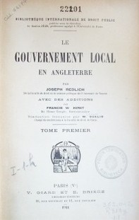 Le gouvernement local en Angleterre