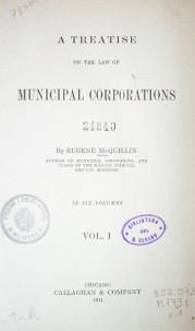 A treatise on the law of municipal corporations