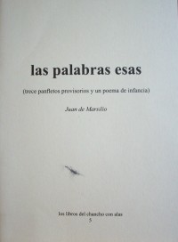 Las palabras esas : (trece panfletos provisorios y un poema de infancia)