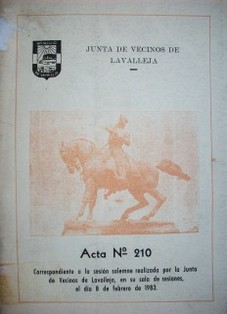 Acta No. 210 correspondiente a la sesión solemne realizada por la Junta de Vecinos de Lavalleja,en su sala de sesiones, el día 8 de febrero de 1983