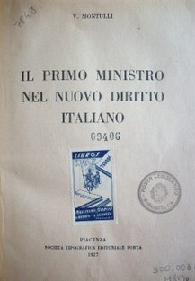 Il primo ministro nel nuovo diritto italiano