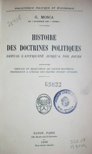 Histoire des doctrines politiques : depuis l´antiquité jusqu´a nos jours
