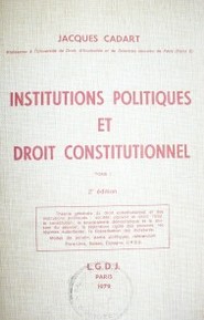 Institutions politiques et droit constitutionnel : théorie générale du droit constitutionel et des institutions politiques : societé, pouvoir et droit, l´Etat, la constitution, la souveraineté démocratique et la division du pouvoir, la séparation rigide des pouvoirs, les régimes autoritaires,la libéralisation des dictatures.