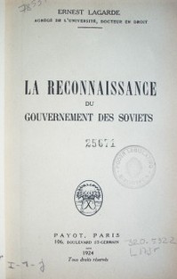 La reconnaissance du gouvernement des soviets