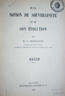 De la notion de souveraineté et de son évolution