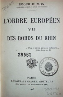 L´ordre européen vu des bords du Rhin