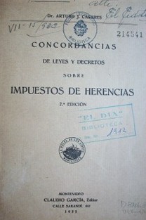 Concordancias de leyes y decretos sobre impuestos de herencia