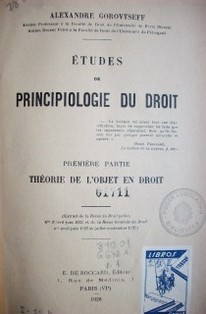 Études de principiologie du droit