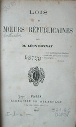 Lois et moeurs républicaines
