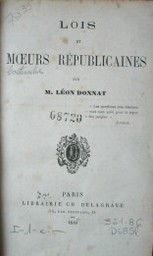 Lois et moeurs républicaines