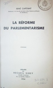 La réforme du parlementarisme