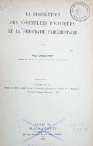 La dissolution des assemblées politiques et le démocratie parlementaire