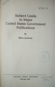 Subject guideto major United States government publications