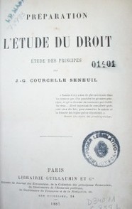 Préparation a l´étude du droit : étude des principes