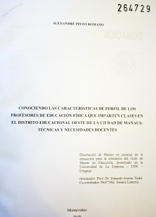 Conociendo las características de perfil de los profesores de educación física que imparten clases en el distrito educacional oeste de la ciudad de Manaus: técnicas y necesidades docentes