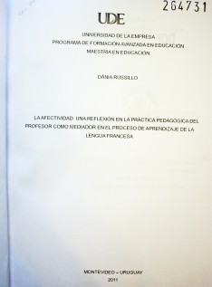 La afectividad: una reflexión en la práctica pedagógica del profesor como mediador en el proceso de aprendizaje de la lengua francesa