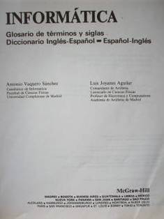Informática : glosario de términos y siglas : diccionario Inglés-Español - Español-Inglés