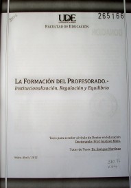 La formación del profesorado : institucionalización, regulación y equilibrio