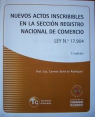 Nuevos actos inscribibles en la sección Registro Nacional de Comercio : ley 17.904