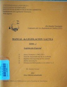 Manual de legislación láctea