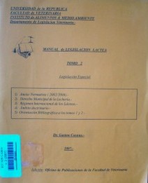 Manual de legislación láctea