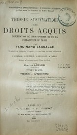 Théorie systématique des droits acquis : conciliation du droit positif et de la philosophie du droit