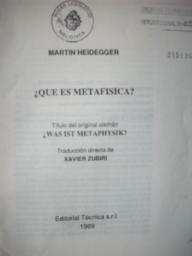 ¿Qué es metafísica?