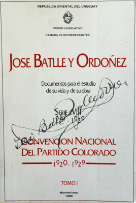 José Batlle y Ordoñez : Convención Nacional del Partido Colorado 1920-1929